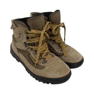 Salomon Womens Trail Hiking Boots Size 7 Tan & Black Suede Lace-Up Ankle High Du